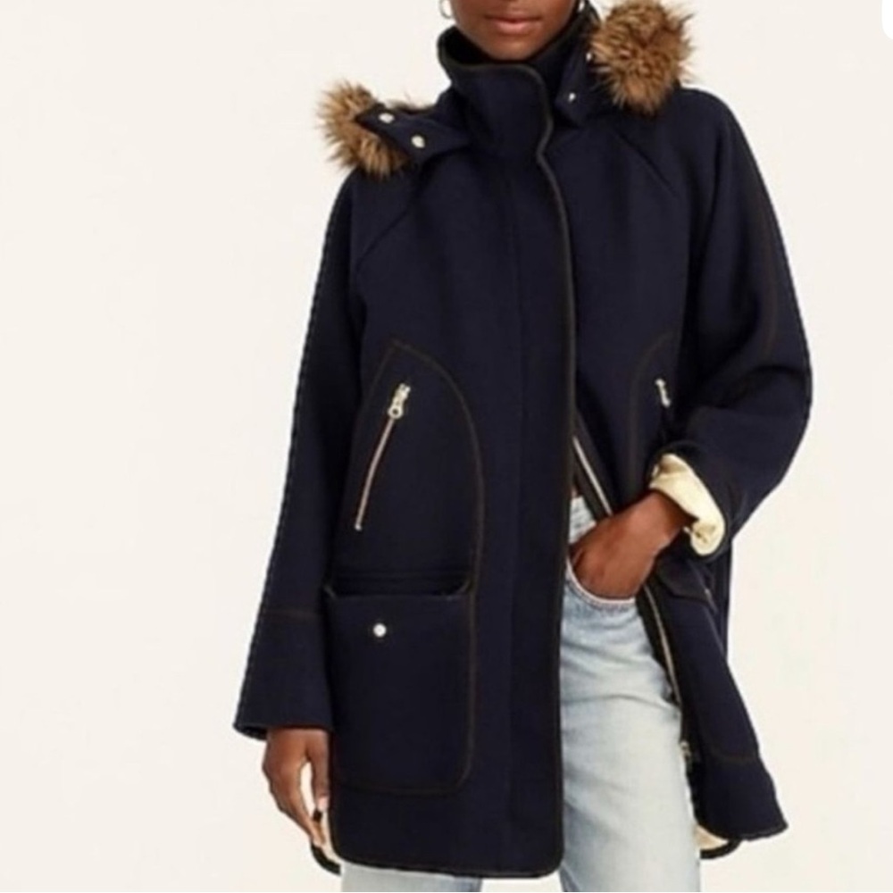 JCREW Summit Parka in Navy in Italian Stadium Cloth Wool Coat - Picture 2 of 5